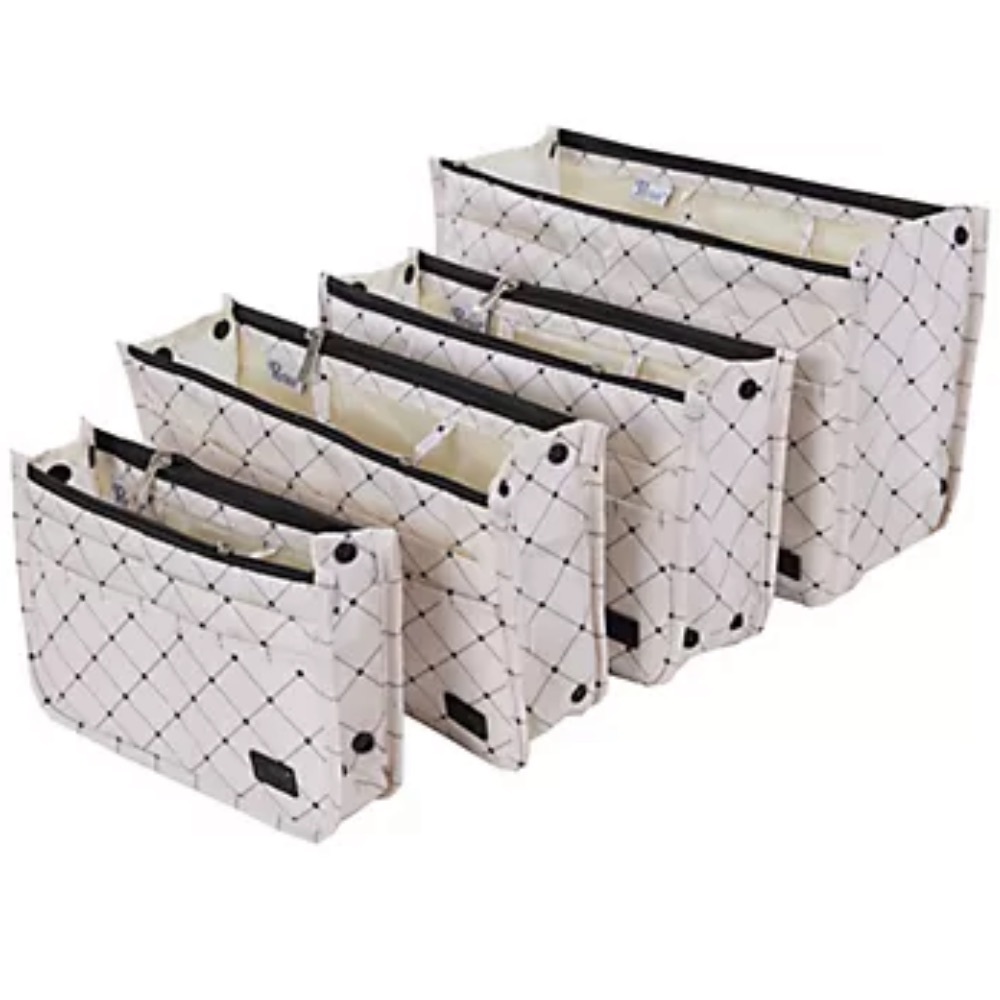 Periea Set 4 Purse Makeup Drawer Organizers & 4 Black & Gold Gift Bags NWT
